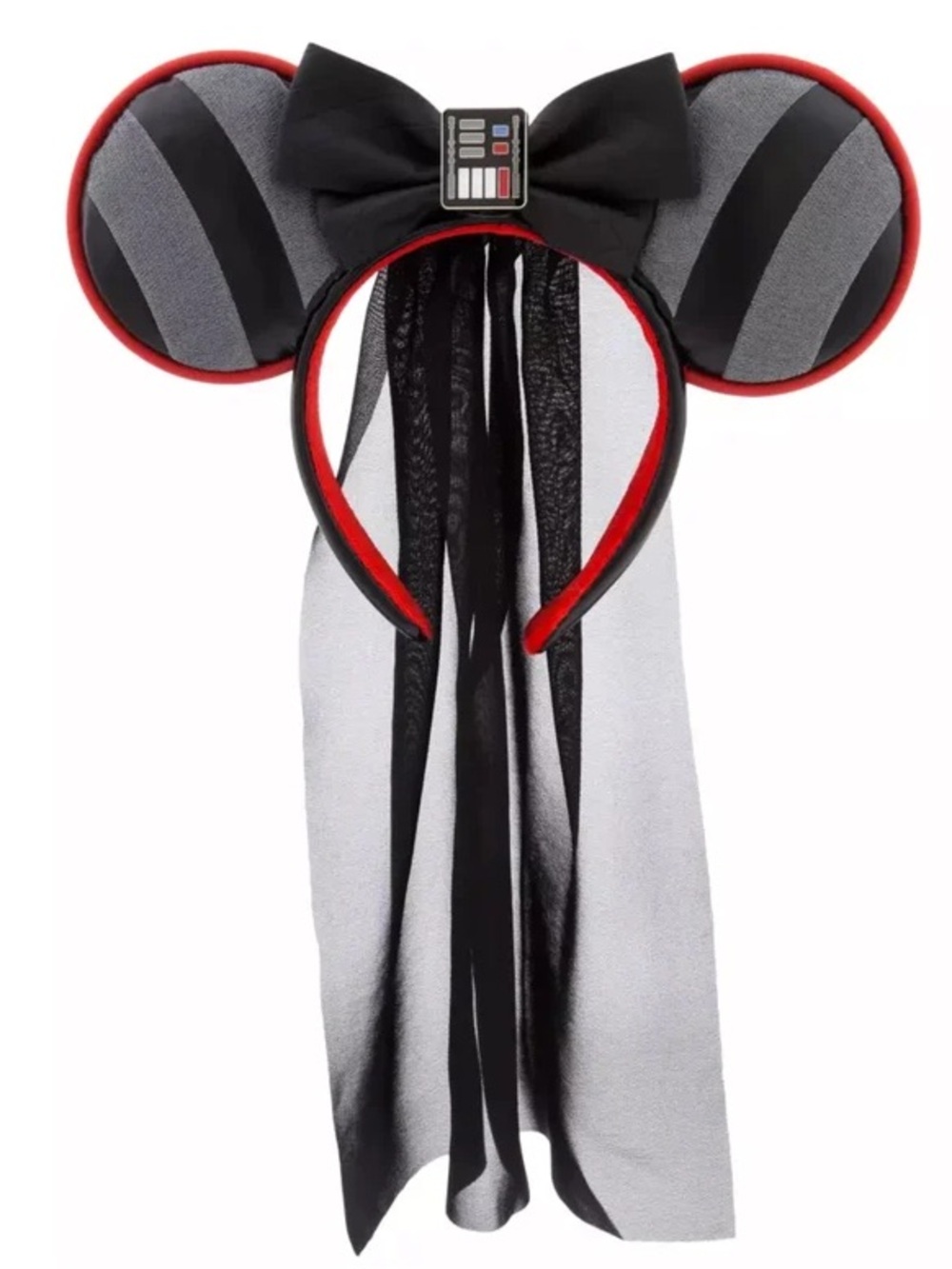 Disney Black and Red Striped Mouse Ear Headband with Veil